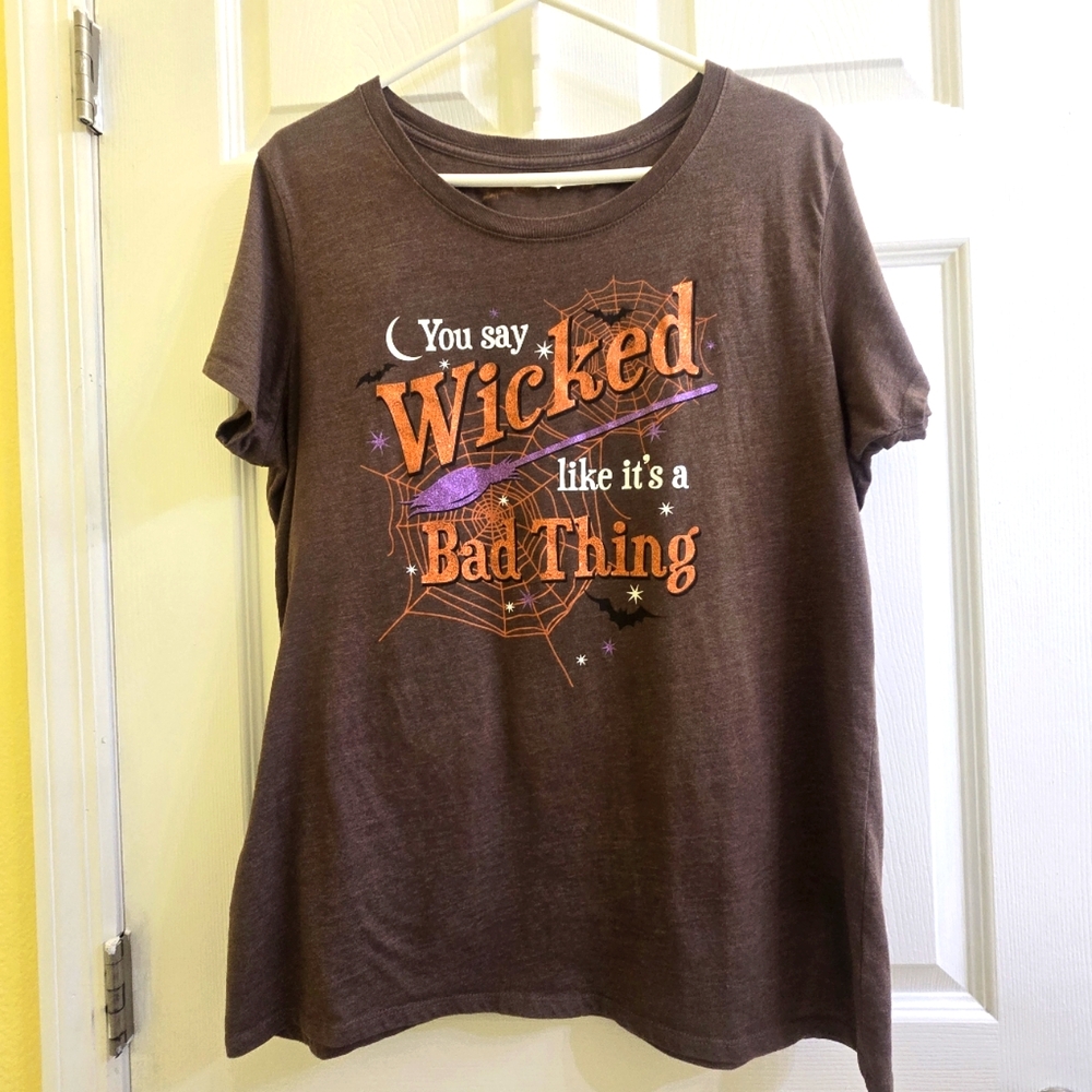 Womens Brown Halloween Tee Wicked Attitude 2XL (18-20)